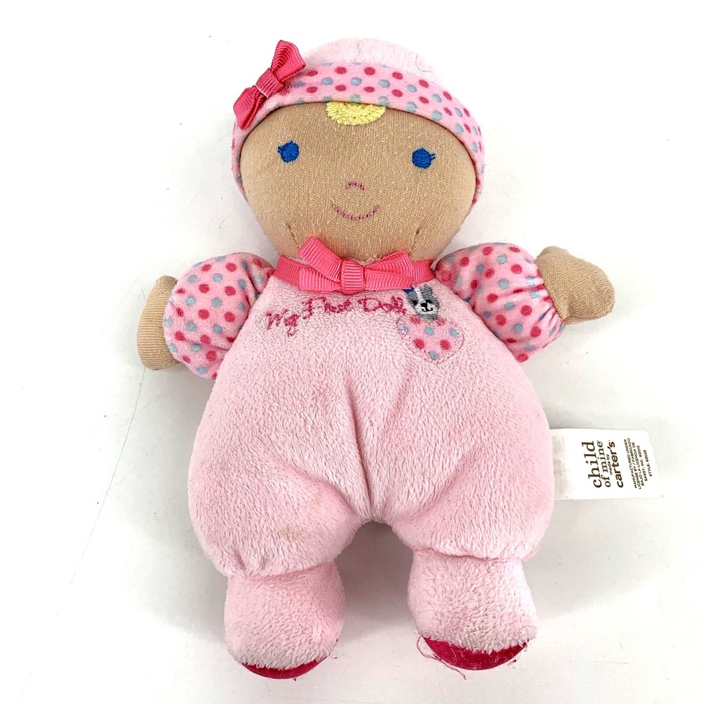 CARTER'S‎ My First Doll BABY GIRL Pink Plush Blue Eyes Rattle Stuffed # 62025